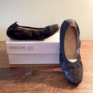 GEOX RESPIRA PIUMA BURGUNDY LEATHER BALLET FLATS